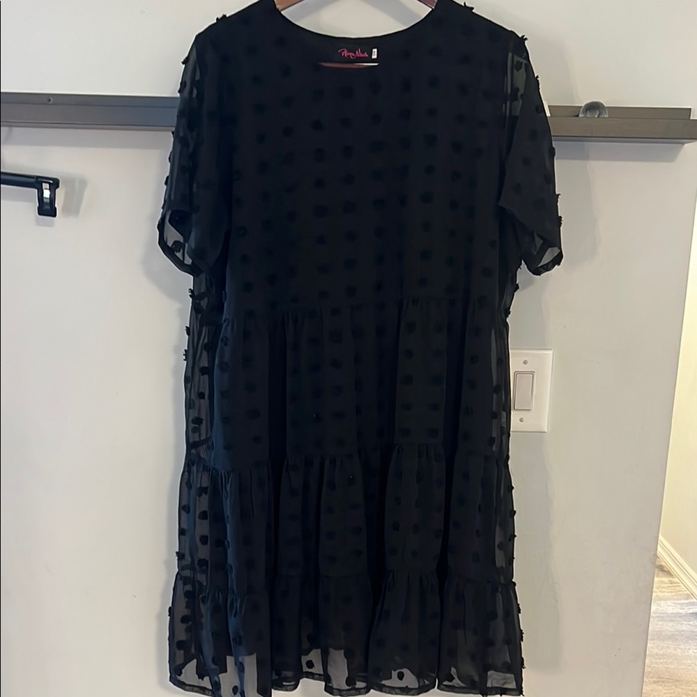 Black Sheer Polka Dot Dress